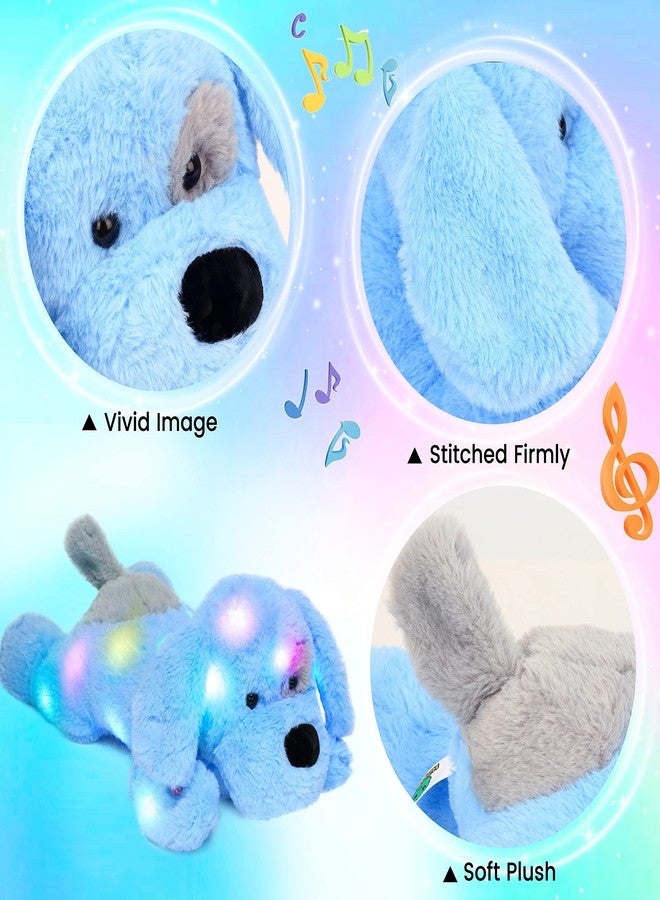 Hopearl LED Musical Stuffed Puppy Lighting Up Singing Plush Dog Adjustable Volume Lullaby Animated Soothe Birthday Festival for Kids Toddler Girls, Blue, 17'' - Image 5